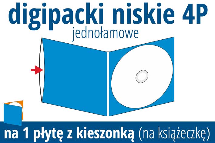 digipacki 4P na 1 płytę z kieszonką na książeczkę