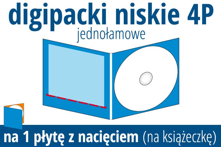 digipacki 4P na 1 płytę z nacięciem na książeczkę