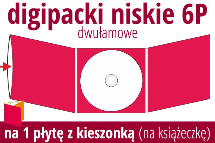 digipacki 6P na 1 płytę z kieszonką na książeczkę