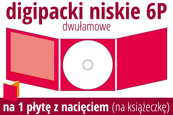 digipacki 6P na 1 płytę z nacięciem na książeczkę
